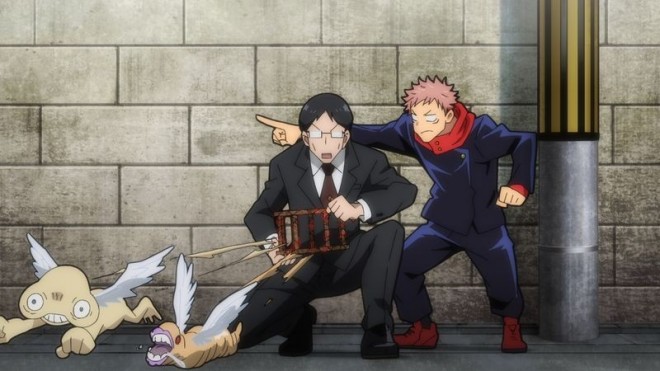 Kiyotaka Ijichi & Yuji Itadori chasing Cursed Spirit